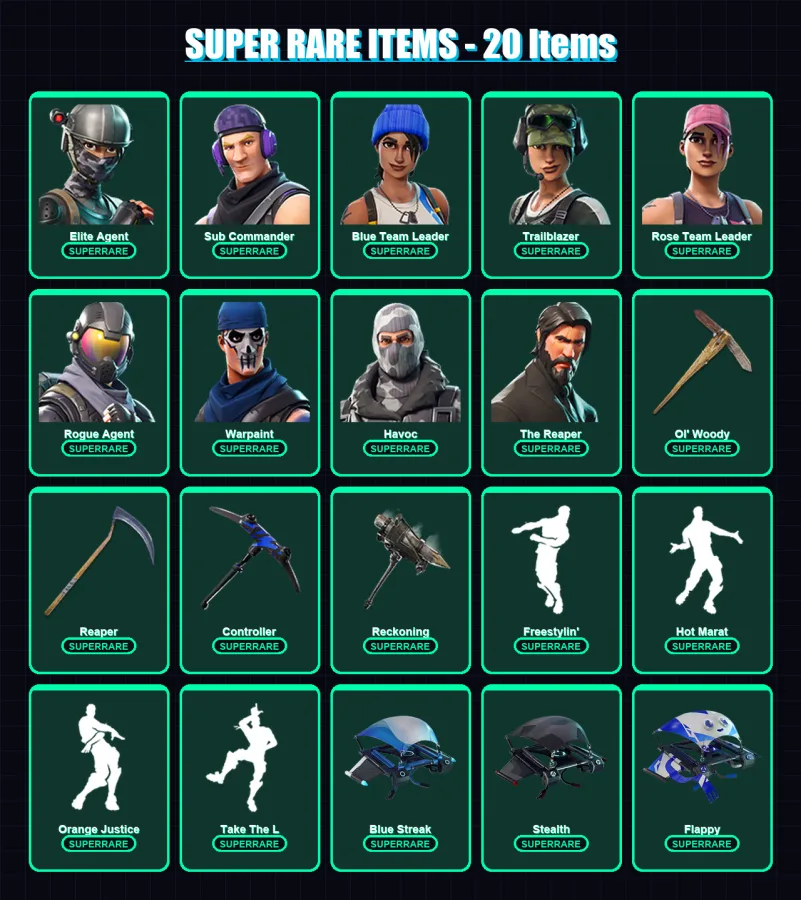 [PC/XBOX] | OG Skull Trooper | Elite Agent | Sub Commander | Blue Team Leader | Trailblazer | 78 skin | 64 pickaxe | 81 emote | 64 glider | Lv608