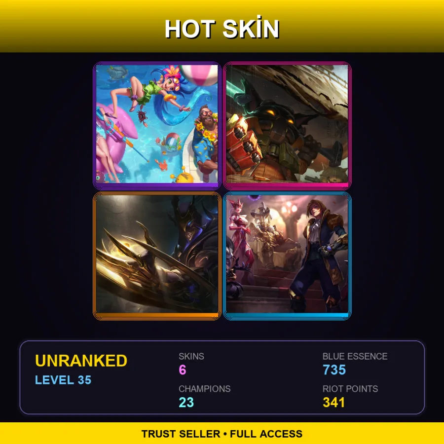 OCE | Lv35 | Unranked | 6 Skin | 23 Champ — LoL account