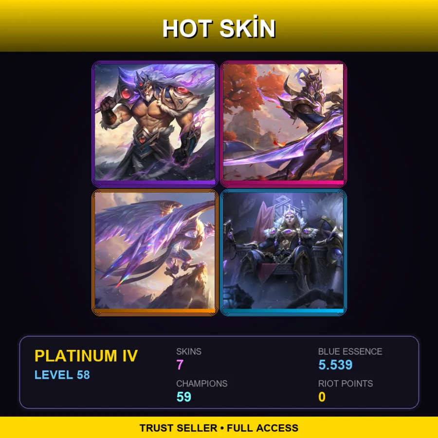 EUNE | Lv58 | Platinum IV | 7 Skin | 59 Champ — LoL account