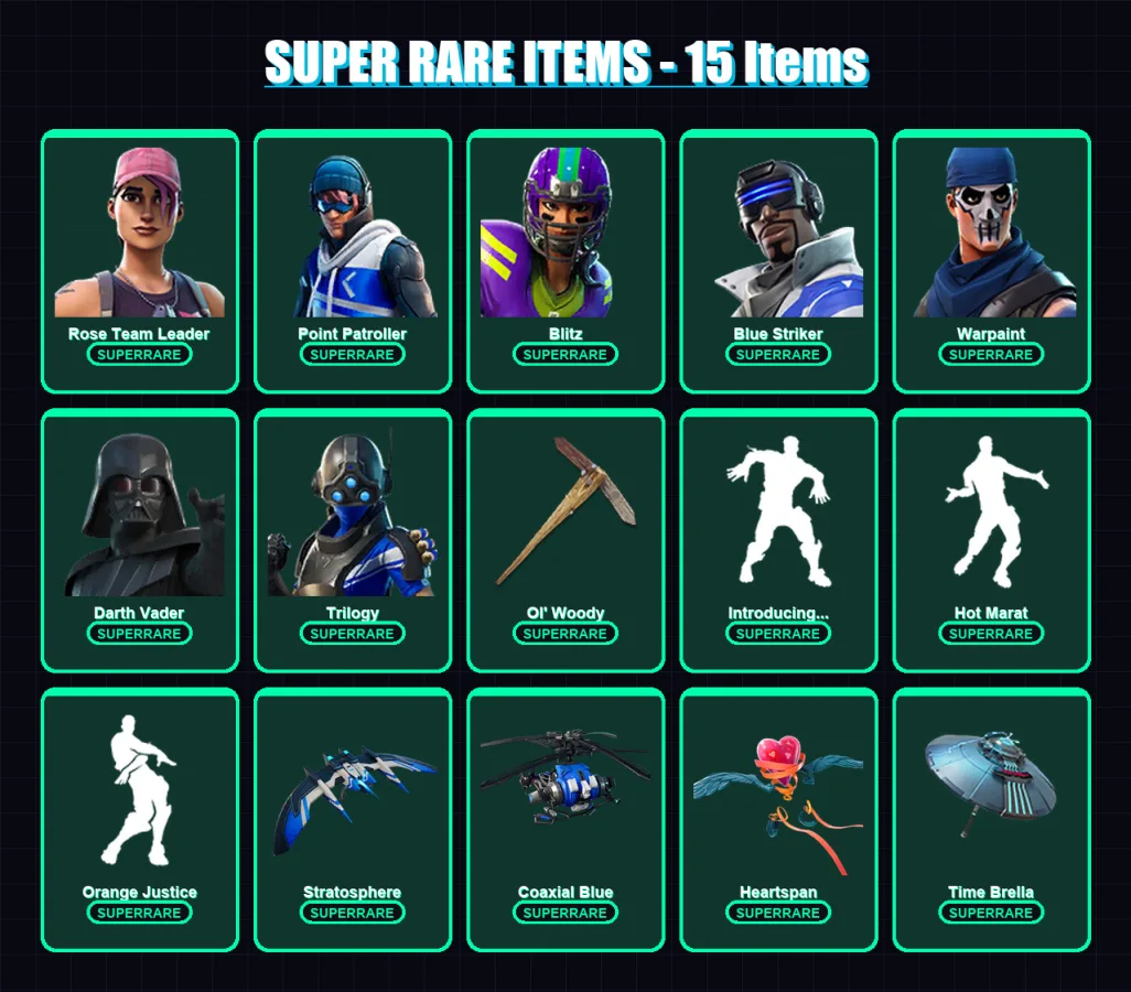 [PS4/PS5/PC] | Rose Team Leader | Point Patroller | Blitz | Blue Striker | Warpaint | 134 skin | 147 pickaxe | 144 emote | 146 glider | Lv2481