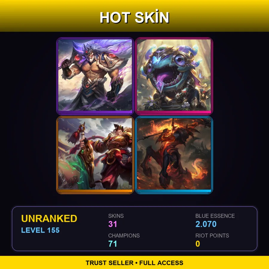 LAS | Lv155 | Unranked | 31 Skin | 71 Champ — LoL account