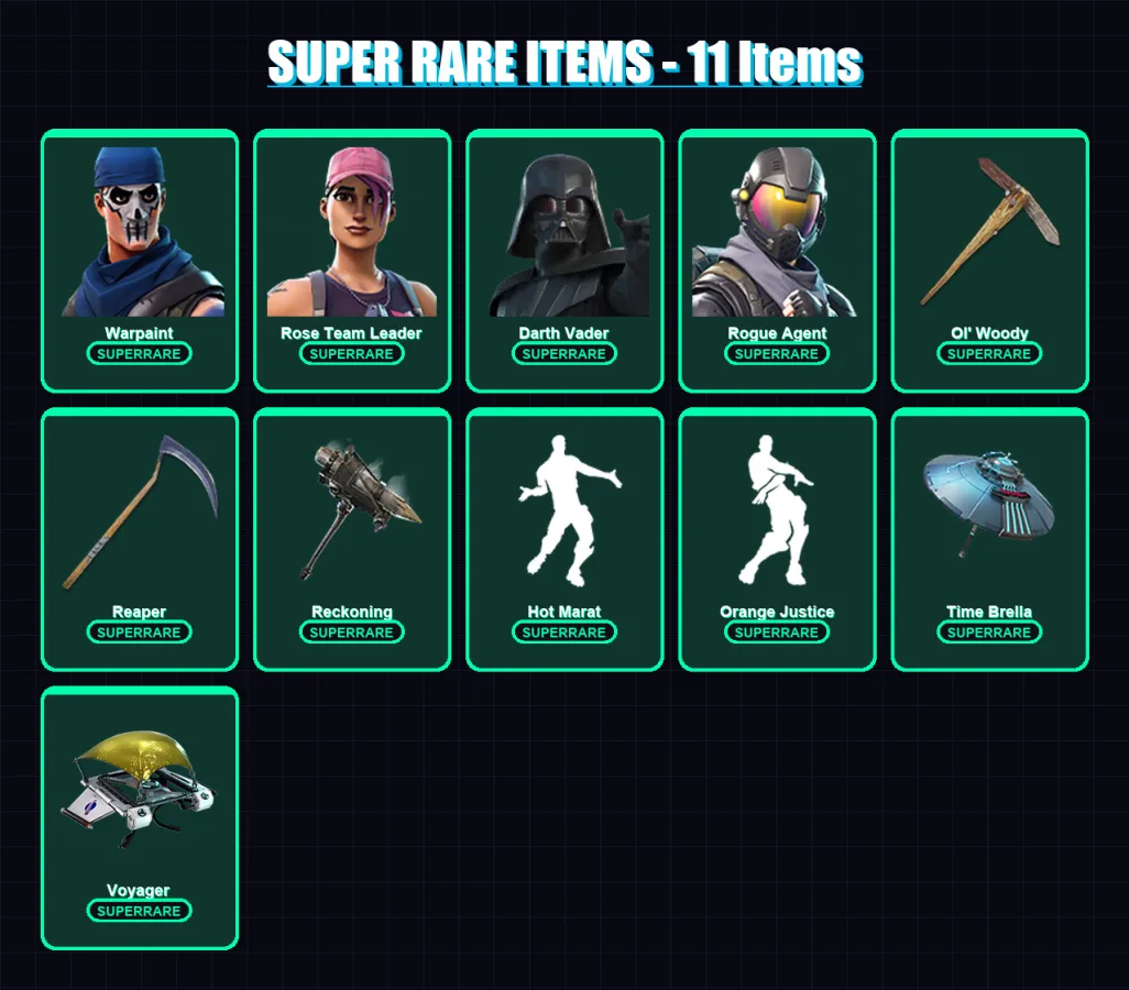 [PC/PSN] | Warpaint | Rose Team Leader | Darth Vader | Rogue Agent | Omegarok | 262 skin | 319 pickaxe | 244 emote | 269 glider | Lv4207 — Fortnite account