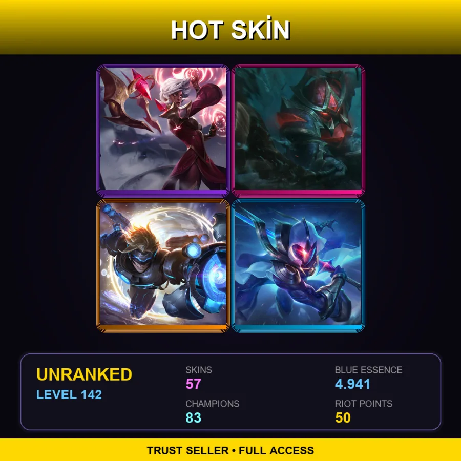 LAN | Lv142 | Unranked | 57 Skin | 83 Champ — Debonair Jayce
