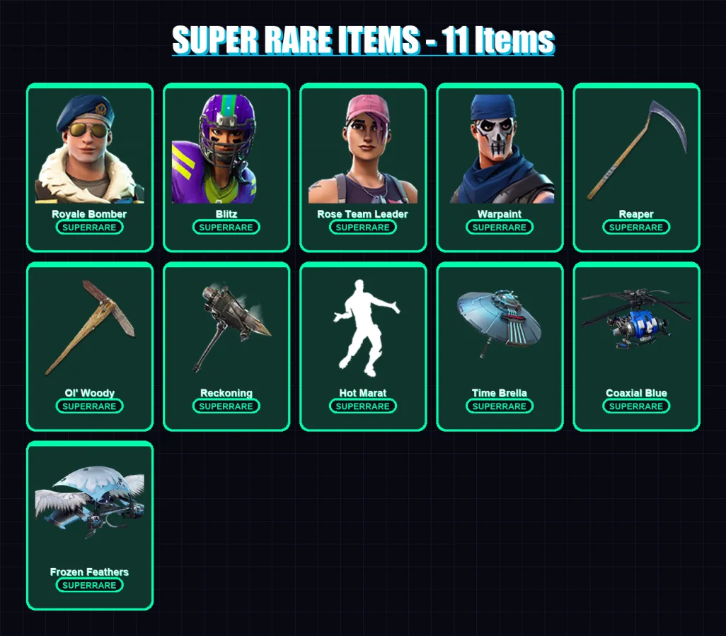 [PC/XBOX] | Royale Bomber | Blitz | Rose Team Leader | Warpaint | Zenith | 198 skin | 197 pickaxe | 140 emote | 152 glider | Lv2005