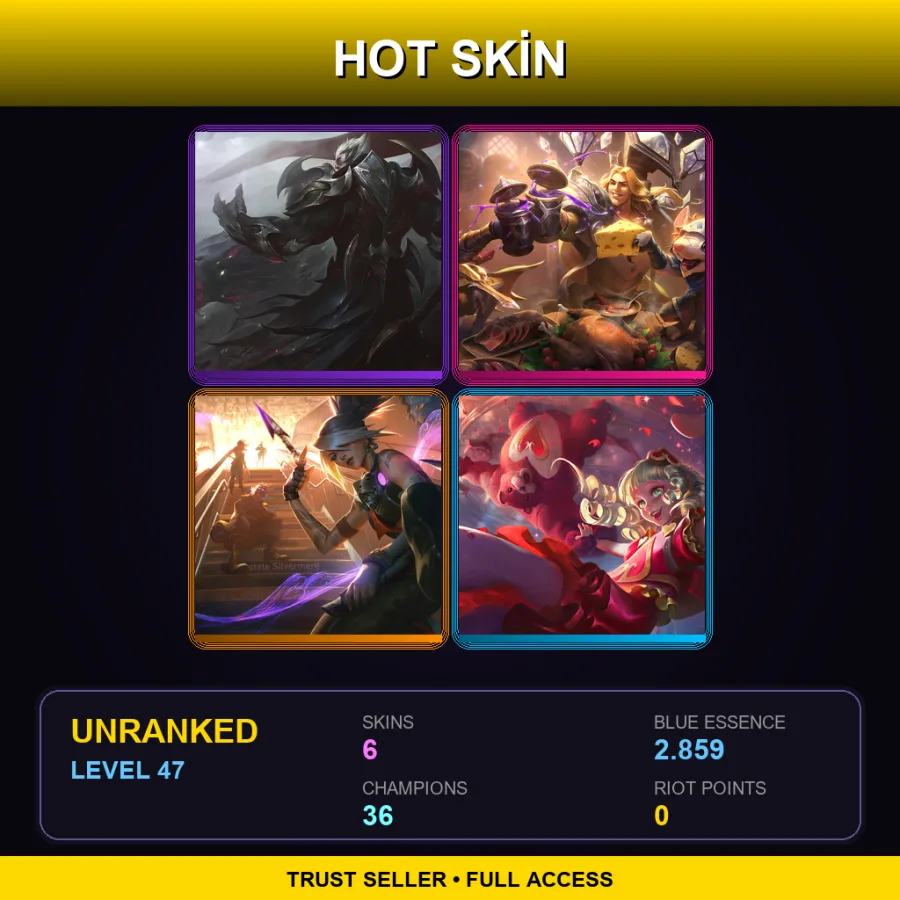TR | Lv47 | Unranked | 6 Skin | 36 Champ — LoL account