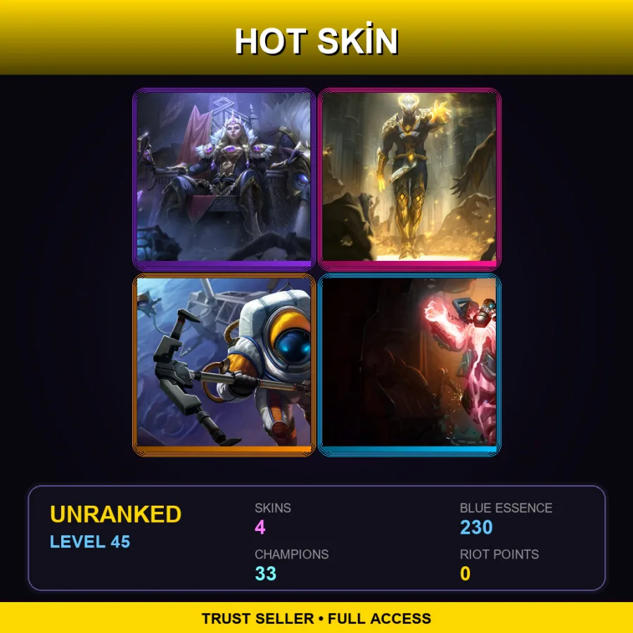 TR | Lv45 | Unranked | 4 Skin | 33 Champ