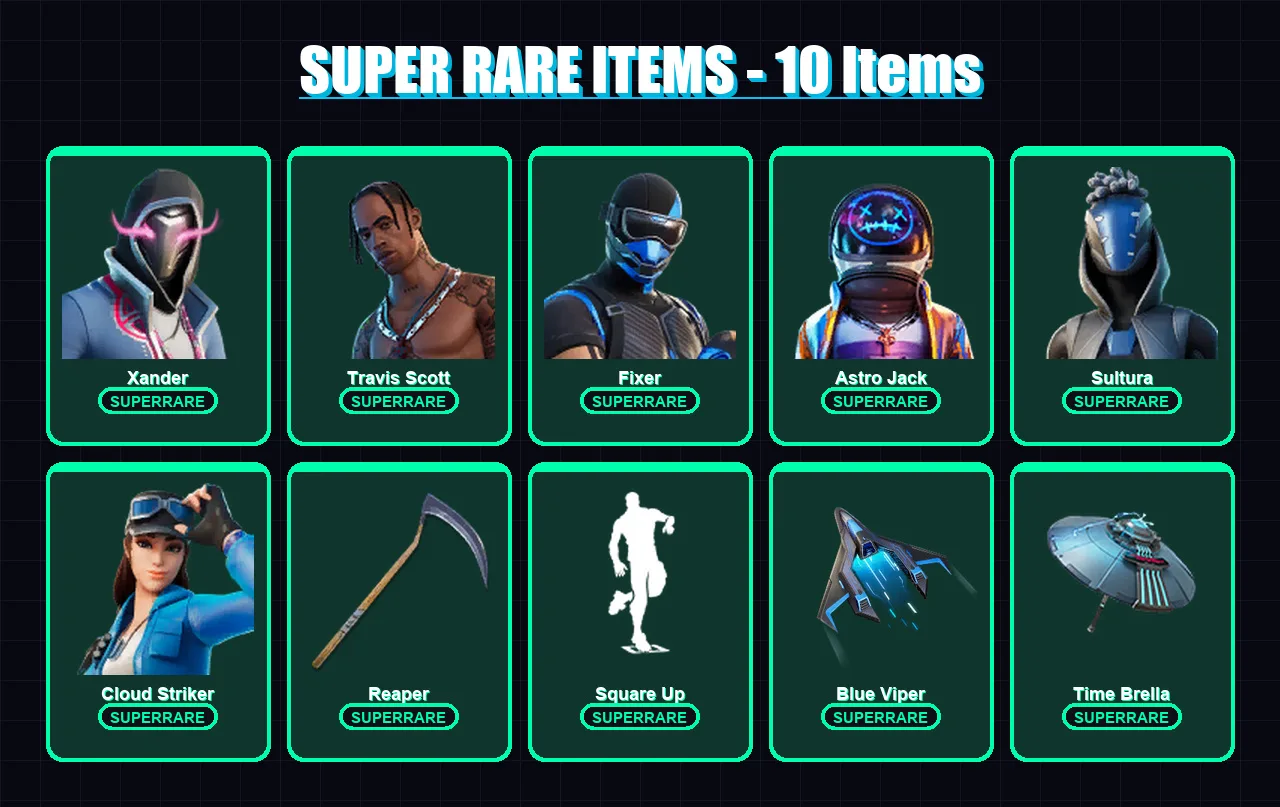 [PS4/PS5/XBOX/PC] | Xander | Travis Scott | Fixer | Astro Jack | Sultura | 127 skin | 162 pickaxe | 123 emote | 130 glider | Lv1579