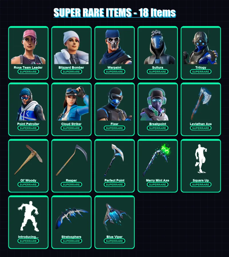 [PC/XBOX/PSN] | Rose Team Leader | Blizzard Bomber | Warpaint | Sultura | Trilogy | 502 skin | 405 pickaxe | 433 emote | 225 glider | Lv4580 — Fortnite account