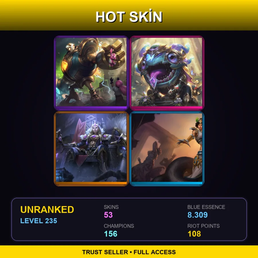 EUNE | Lv235 | Unranked | 53 Skin | 156 Champ