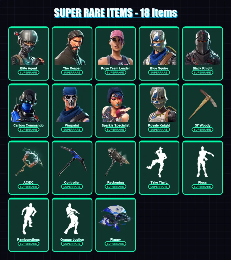 [PC/XBOX/PSN] | Elite Agent | The Reaper | Rose Team Leader | Blue Squire | Black Knight | 112 skin | 85 pickaxe | 115 emote | 75 glider | Lv969