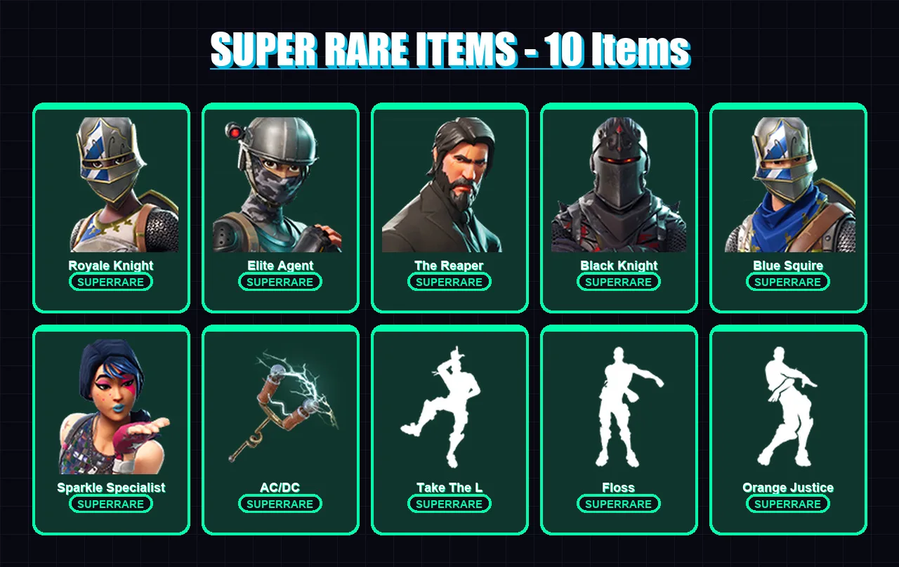 [PC/XBOX/PSN] | Royale Knight | Elite Agent | The Reaper | Black Knight | Blue Squire | 22 skin | 12 pickaxe | 26 emote | 15 glider | Lv224