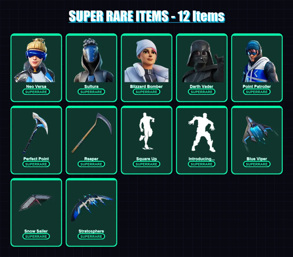 [PC/XBOX] | Neo Versa | Sultura | Blizzard Bomber | Darth Vader | Point Patroller | 164 skin | 214 pickaxe | 158 emote | 156 glider | Lv2661 — Fortnite account