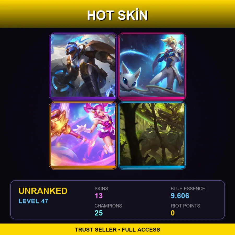 VN | Lv47 | Unranked | 13 Skin | 25 Champ — LoL account