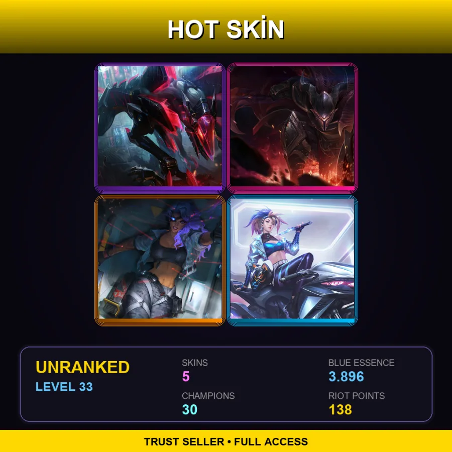 EUNE | Lv33 | Unranked | 5 Skin | 30 Champ