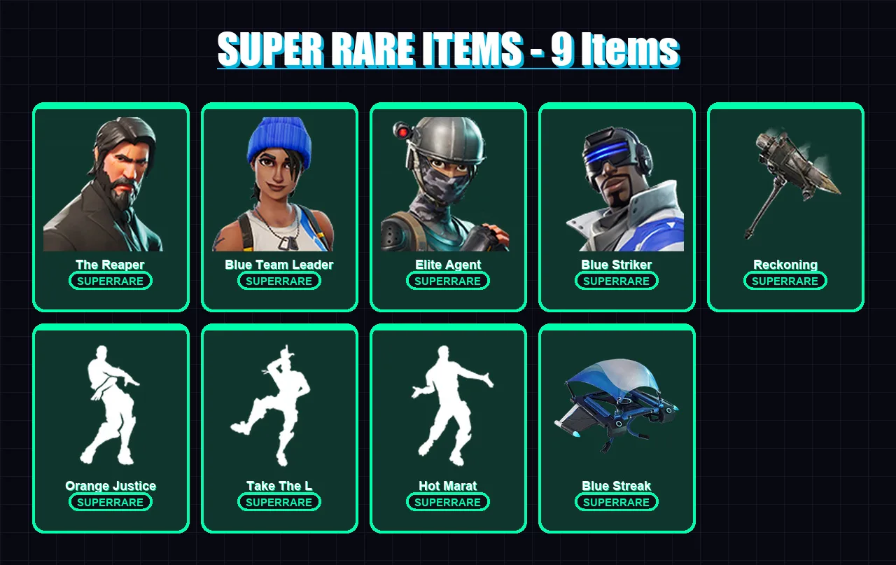 [PS4/PS5/XBOX/PC] | The Reaper | Blue Team Leader | Elite Agent | Blue Striker | Singularity | 82 skin | 107 pickaxe | 97 emote | 114 glider | Lv181 — Fortnite account