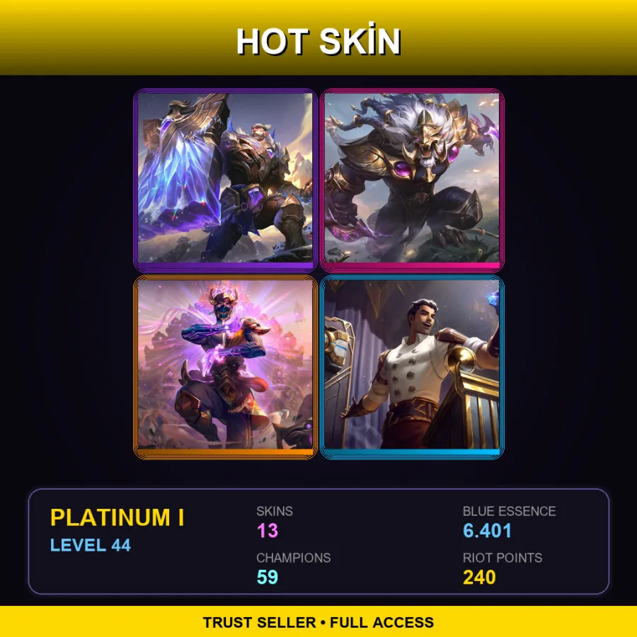 BR | Victorious Braum | Victorious Rengar | Three Honors Malzahar | Arcane Inventor Jayce | 13 Skin | 59 Champ | Platinum I | Lv44