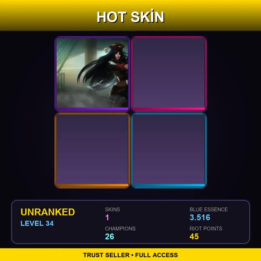 EUNE | Lv34 | Unranked | 1 Skin | 26 Champ — LoL account