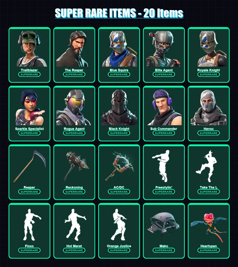 [PC/PSN] | Trailblazer | The Reaper | Blue Squire | Elite Agent | Royale Knight | 78 skin | 44 pickaxe | 49 emote | 42 glider | Lv647