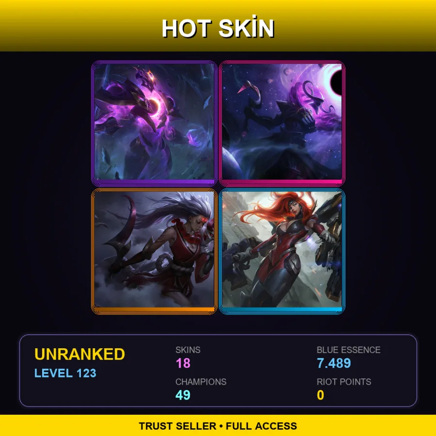 EUW | Lv123 | Unranked | 18 Skin | 49 Champ — LoL account