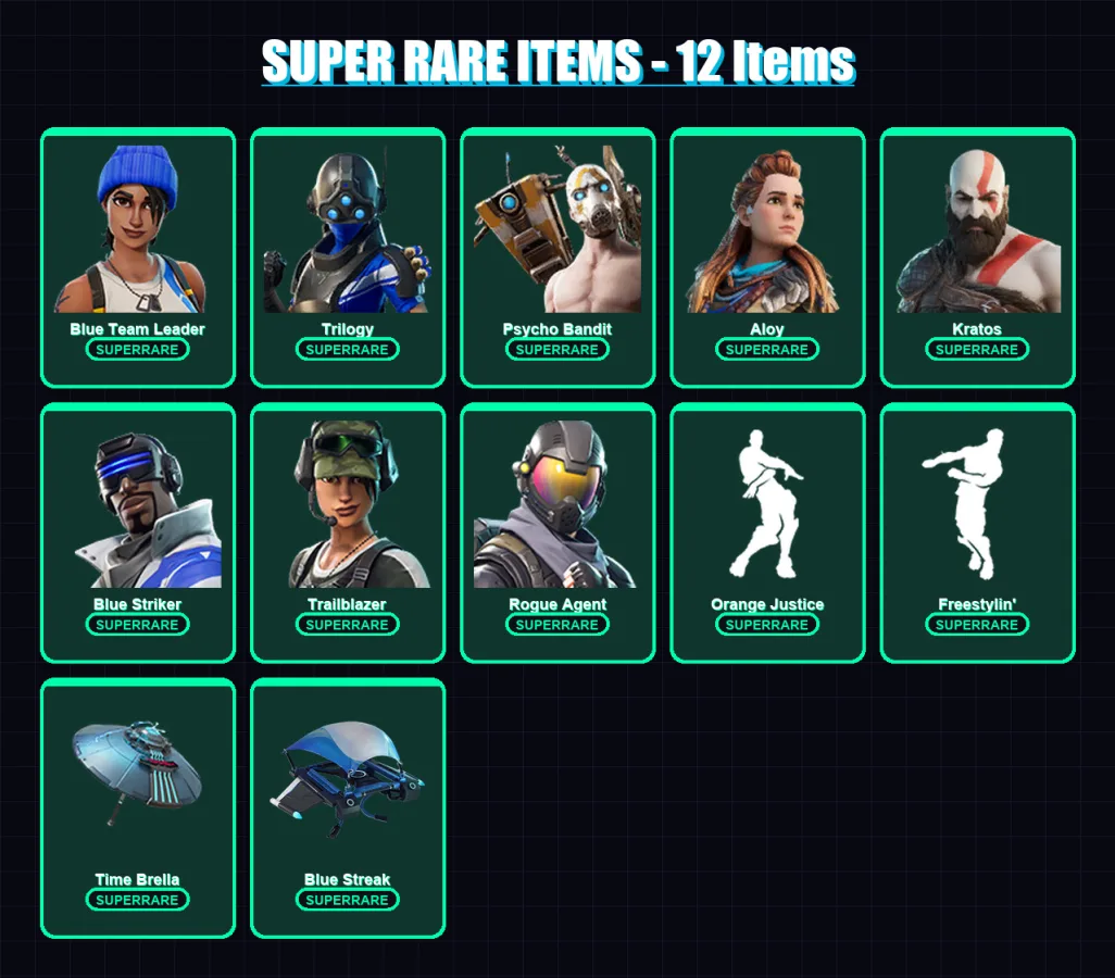 [PS4/PS5/XBOX/PC] | Blue Team Leader | Trilogy | Psycho Bandit | Aloy | Kratos | 86 skin | 70 pickaxe | 73 emote | 60 glider | Lv1159 — Fortnite account