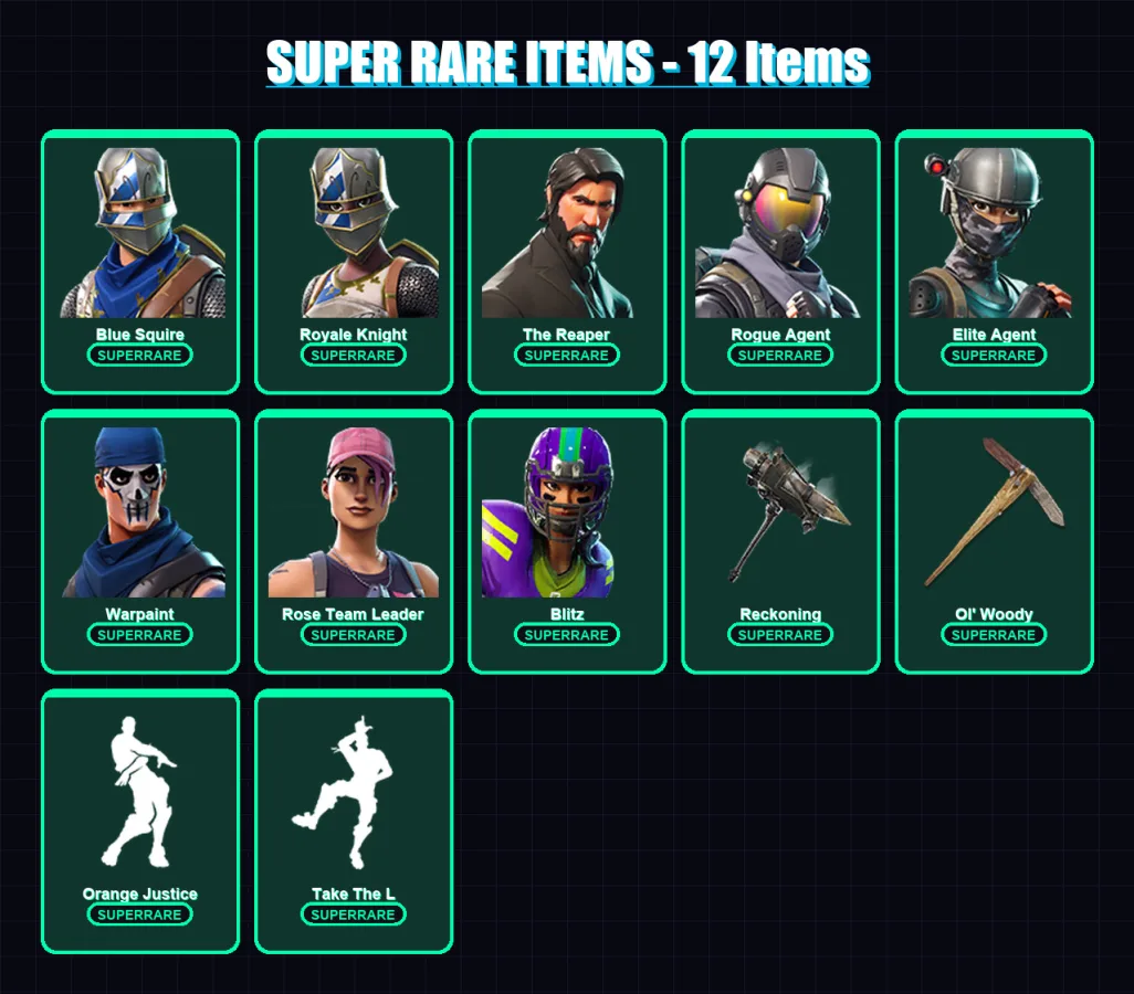 [PC/PSN] | Blue Squire | Royale Knight | The Reaper | Rogue Agent | Elite Agent | 177 skin | 170 pickaxe | 132 emote | 124 glider | Lv1344