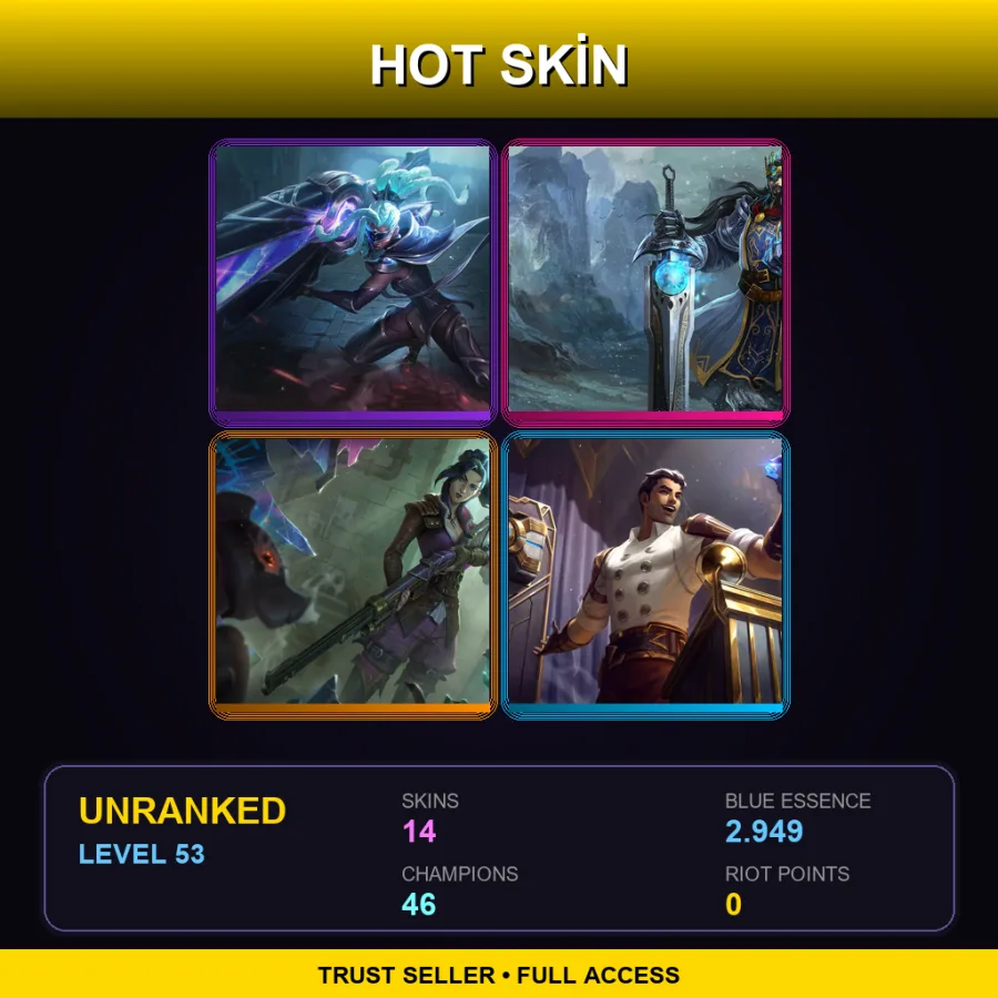 LAN | Lv53 | Unranked | 14 Skin | 46 Champ — Chemtech Tryndamere