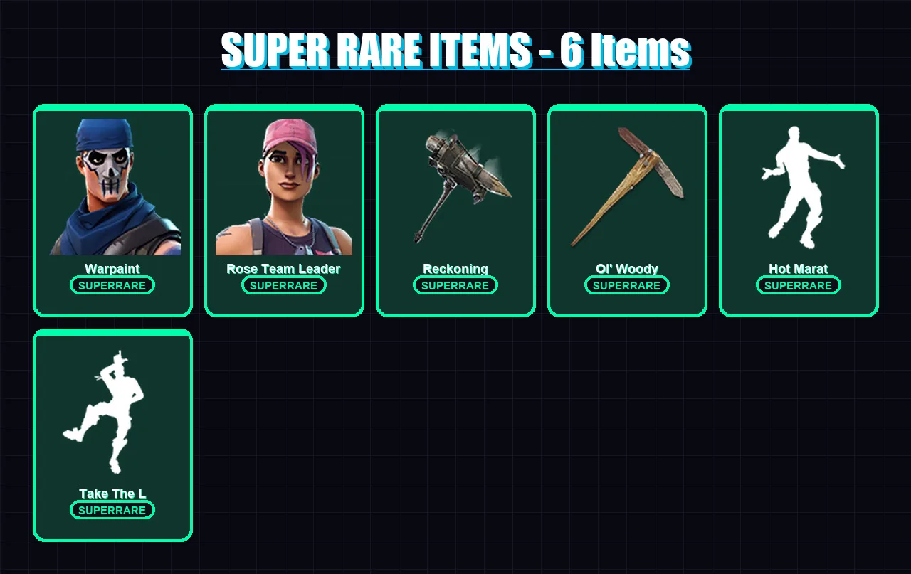 [SWITCH/PSN/PC] | Warpaint | Rose Team Leader | Carbide | The Scientist | Ultima Knight | 20 skin | 28 pickaxe | 37 emote | 34 glider | Lv435