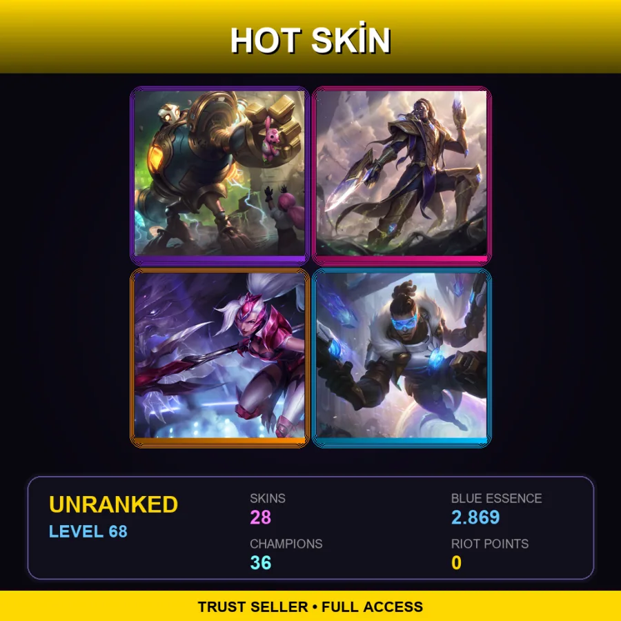 SG | Lv68 | Unranked | 28 Skin | 36 Champ