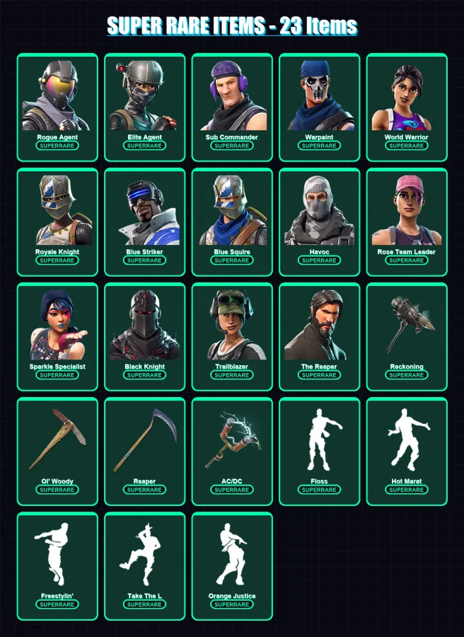 [PS4/PS5/XBOX/PC] | Rogue Agent | Elite Agent | Sub Commander | Warpaint | World Warrior | 103 skin | 66 pickaxe | 74 emote | 66 glider | Lv743