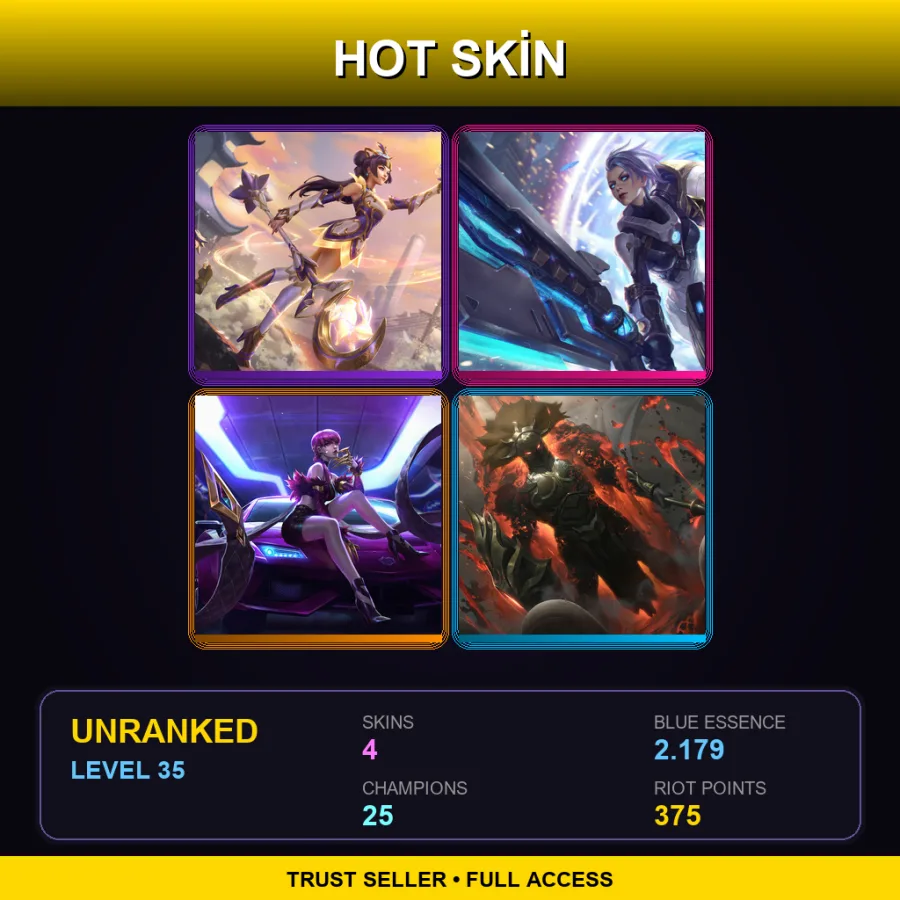 EUW | Lv35 | Unranked | 4 Skin | 25 Champ