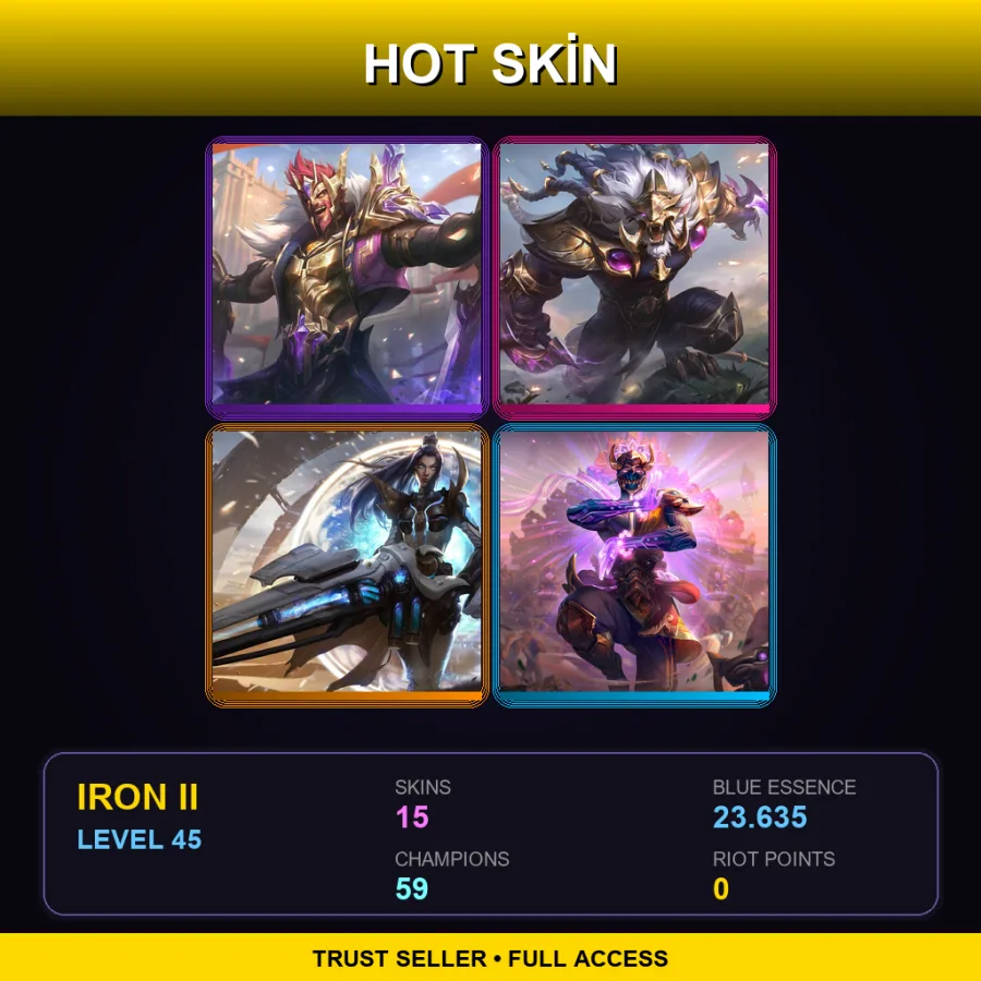 EUW | Victorious Draven | Victorious Rengar | Pulsefire Caitlyn | Three Honors Malzahar | 15 Skin | 59 Champ | Iron II | Lv45