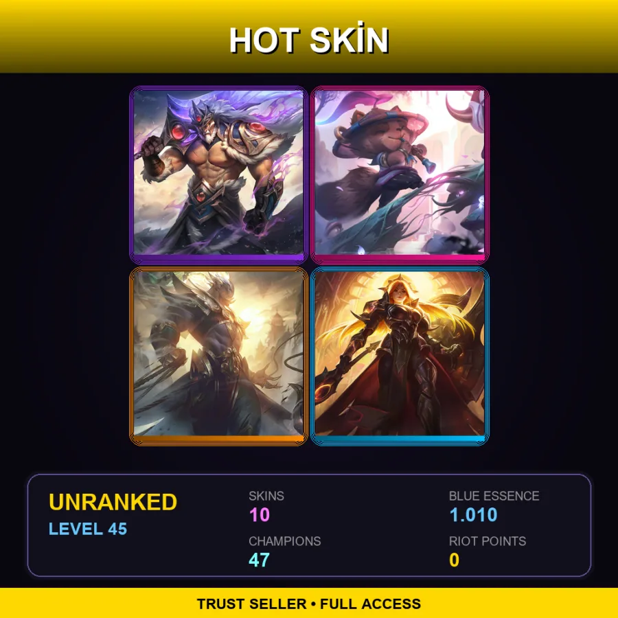EUNE | Lv45 | Unranked | 10 Skin | 47 Champ — Solar Eclipse Leona