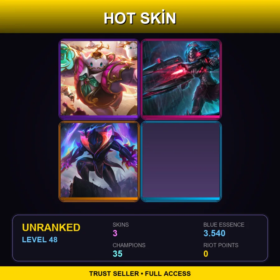 NA | Lv48 | Unranked | 3 Skin | 35 Champ
