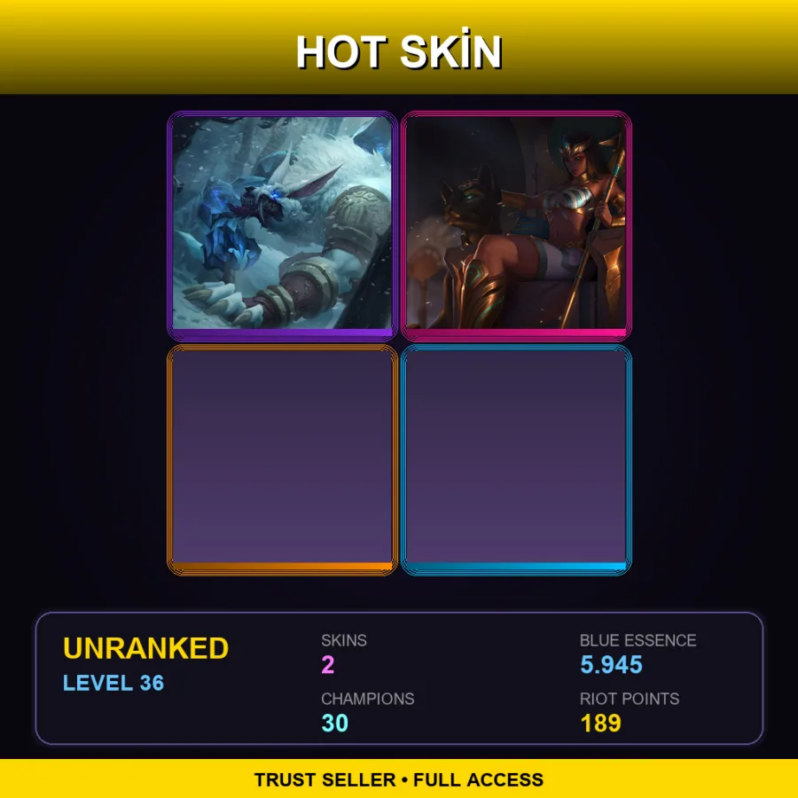 EUW | Lv36 | Unranked | 2 Skin | 30 Champ — Pharaoh Nidalee