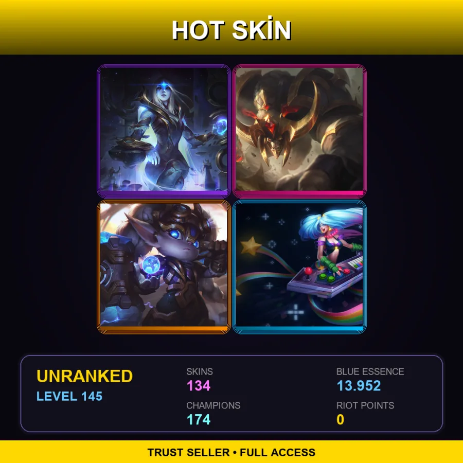 VN | Lv145 | Unranked | 134 Skin | 174 Champ — Solar Eclipse Leona