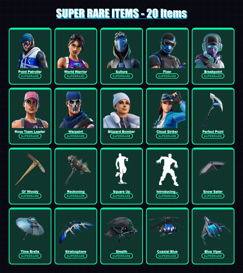 [PC/XBOX] | Point Patroller | World Warrior | Sultura | Fixer | Breakpoint | 71 skin | 98 pickaxe | 104 emote | 100 glider | Lv1612
