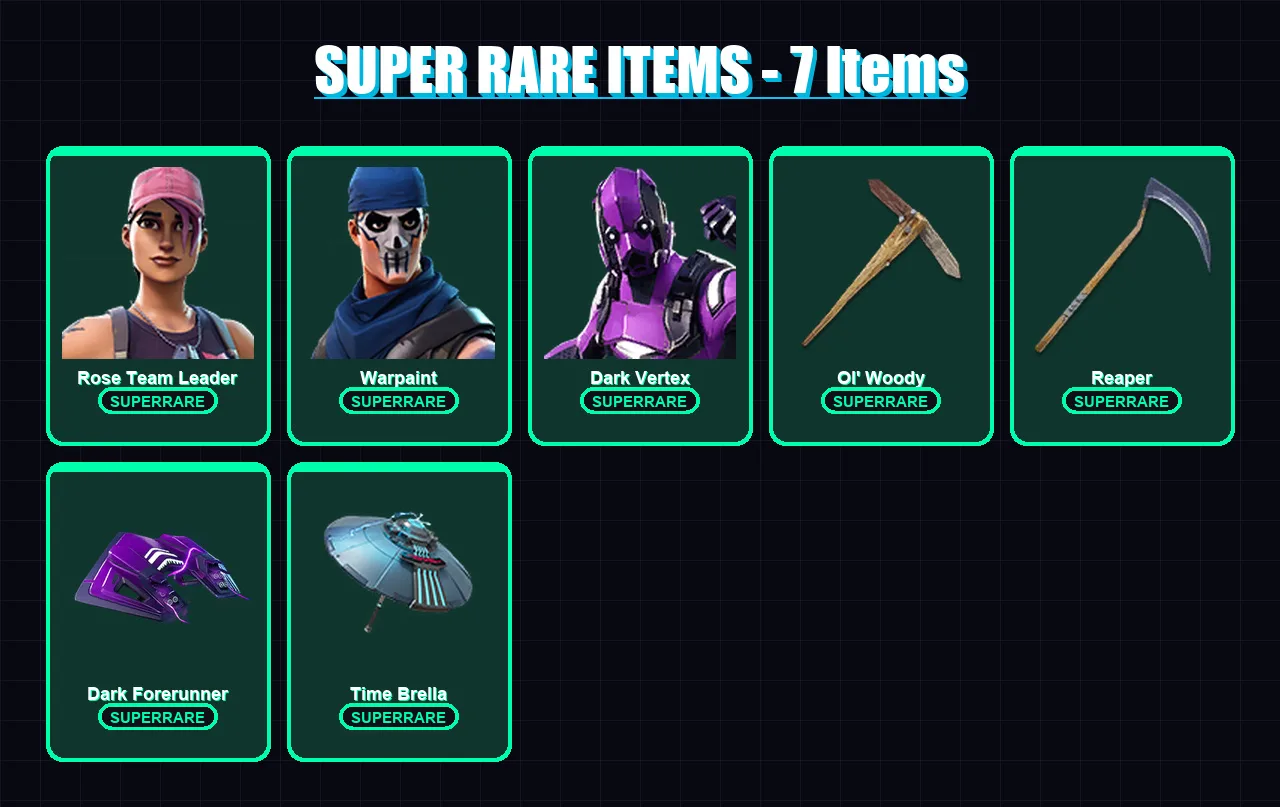 [PC/PSN] | Rose Team Leader | Warpaint | Dark Vertex | Backlash | Paradigm (Reality-659) | 138 skin | 190 pickaxe | 164 emote | 161 glider | Lv2400