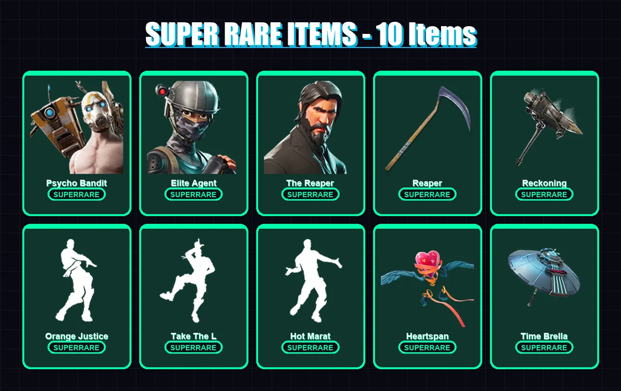 [PC/XBOX/PSN] | Psycho Bandit | Elite Agent | The Reaper | Valor | Mandalorian | 47 skin | 69 pickaxe | 60 emote | 77 glider | Lv1260