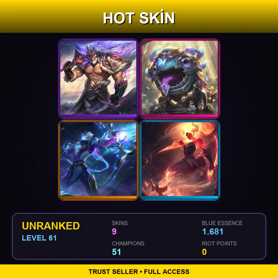 LAN | Lv61 | Unranked | 9 Skin | 51 Champ