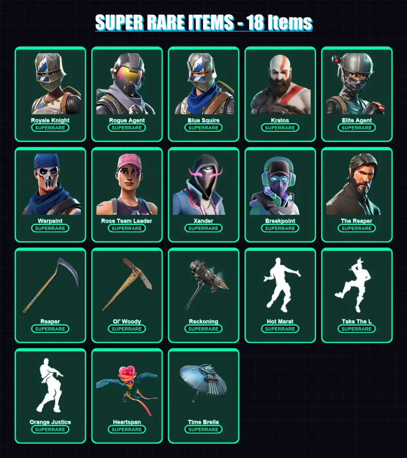 [PC/PSN] | Royale Knight | Rogue Agent | Blue Squire | Kratos | Elite Agent | 175 skin | 183 pickaxe | 169 emote | 160 glider | Lv2323