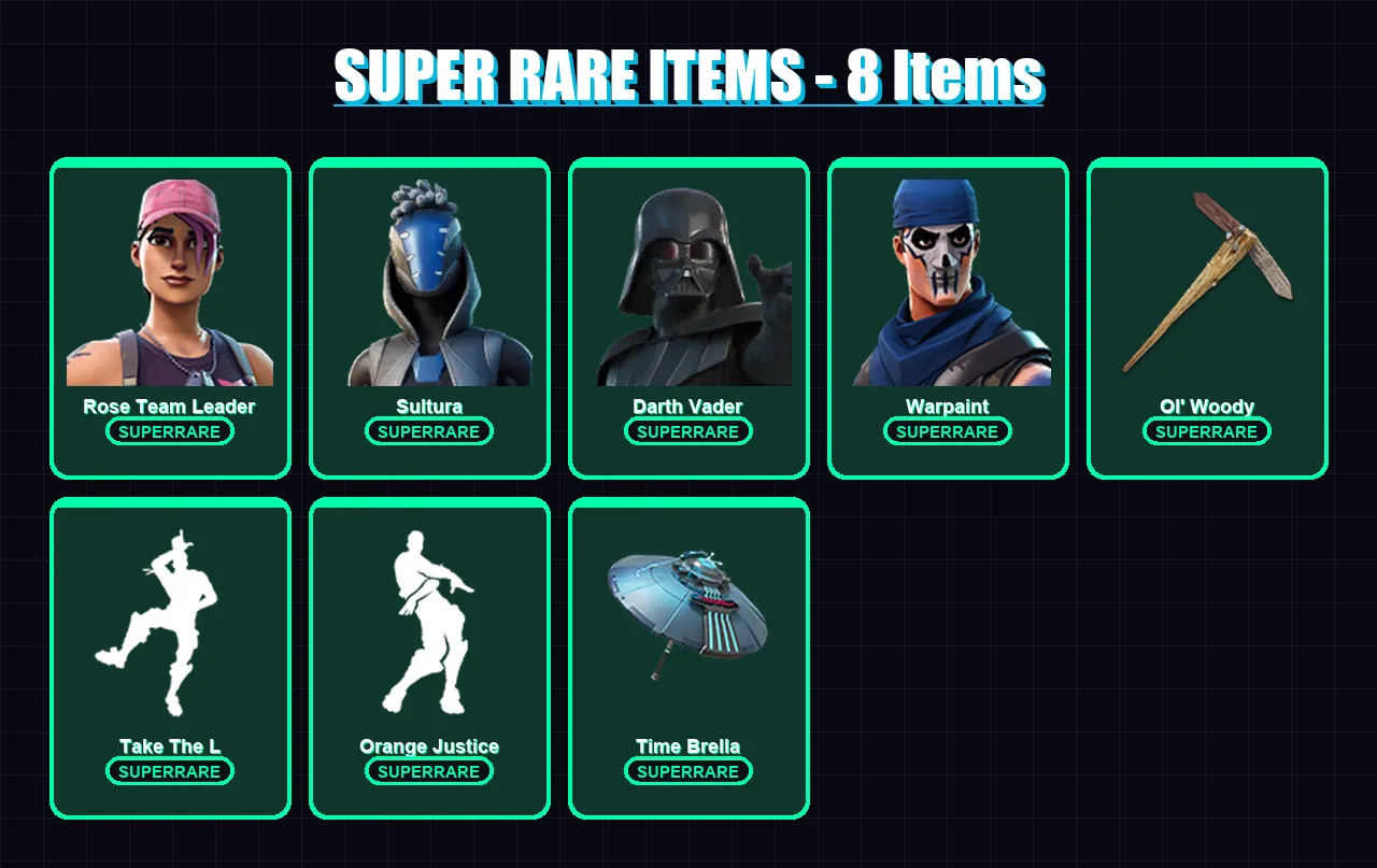 [PS4/PS5/PC] | Rose Team Leader | Sultura | Darth Vader | Warpaint | Malik | 183 skin | 182 pickaxe | 185 emote | 131 glider | Lv1615