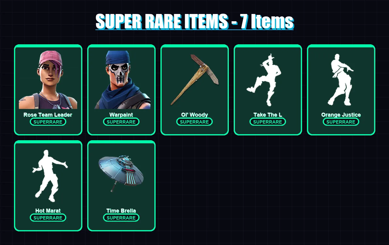 [PC/XBOX] | Rose Team Leader | Warpaint | The Prisoner | Gear Specialist Maya | Midas | 84 skin | 110 pickaxe | 110 emote | 102 glider | Lv1572