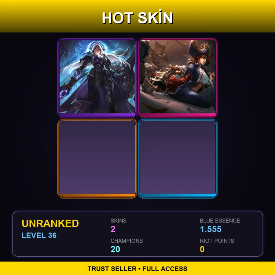 LAN | Lv36 | Unranked | 2 Skin | 20 Champ — LoL account
