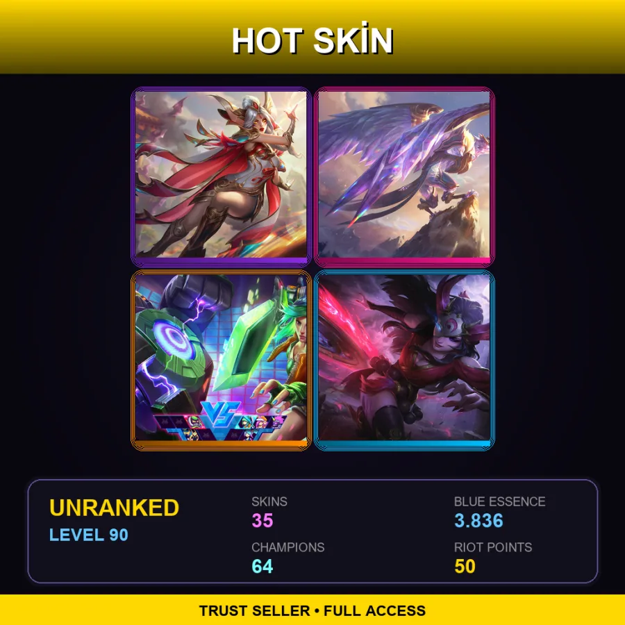 EUW | Lv90 | Unranked | 35 Skin | 64 Champ