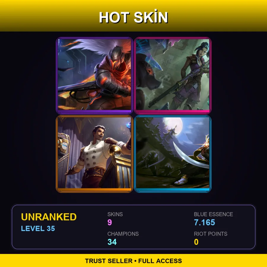 LAS | Lv35 | Unranked | 9 Skin | 34 Champ