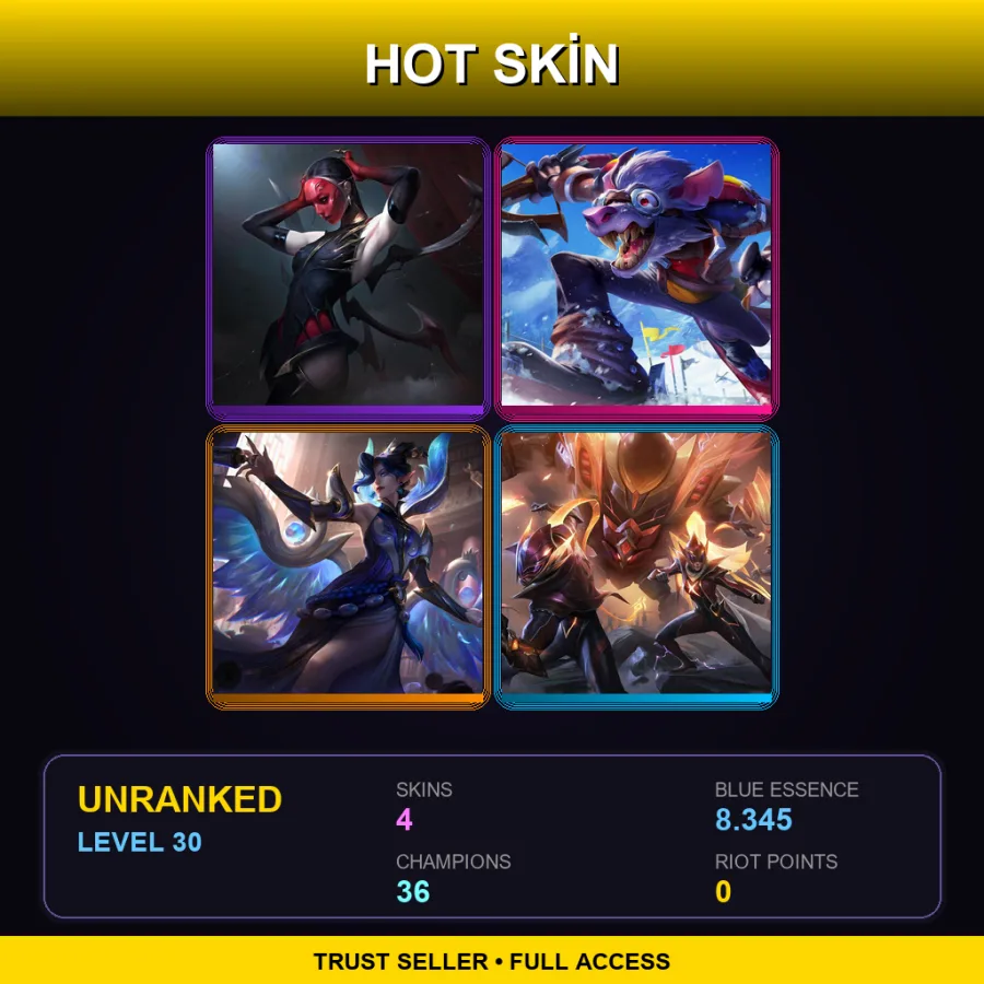 BR | Lv30 | Unranked | 4 Skin | 36 Champ — LoL account