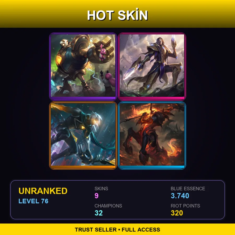 EUW | Lv76 | Unranked | 9 Skin | 32 Champ — Unranked / Smurf League of Legends