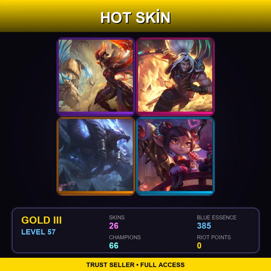 EUNE | Lv57 | Gold III | 26 Skin | 66 Champ — LoL account