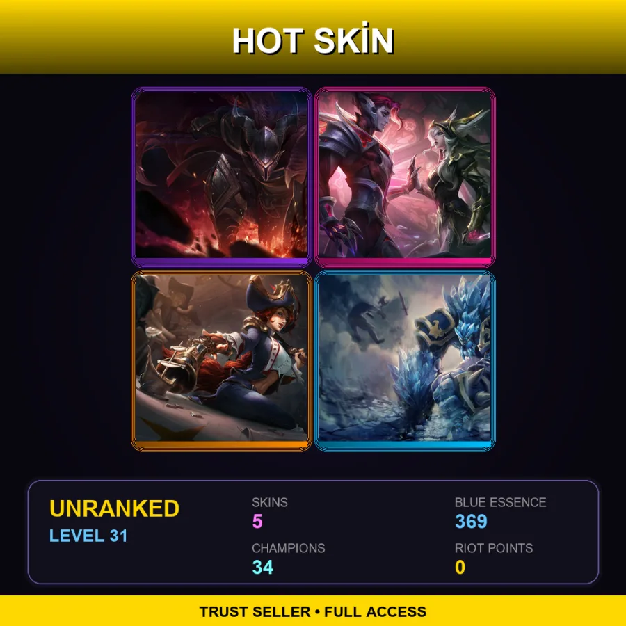 SG | Lv31 | Unranked | 5 Skin | 34 Champ — LoL account