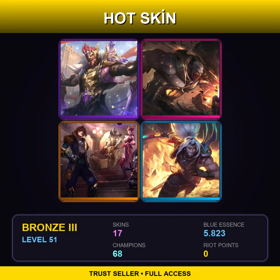 EUNE | Victorious Draven | High Noon Sion | King of Clubs Mordekaiser | Odyssey Yasuo | 17 Skin | 68 Champ | Bronze III | Lv51